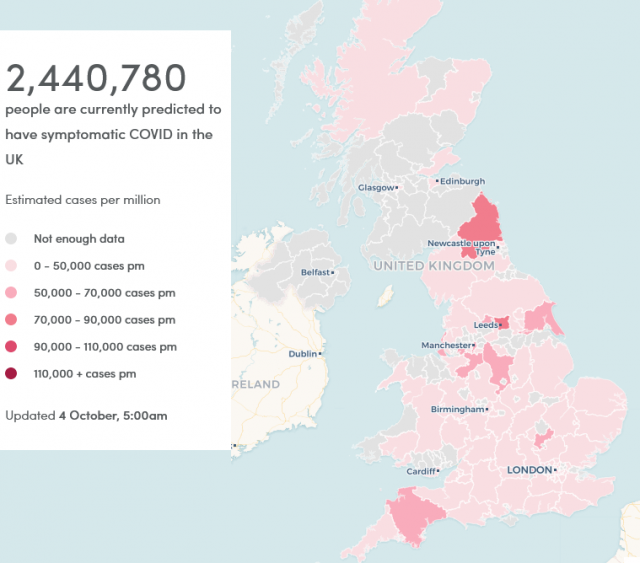 2,440,780 people are currently predicted to have symptomatic COVID in the UK